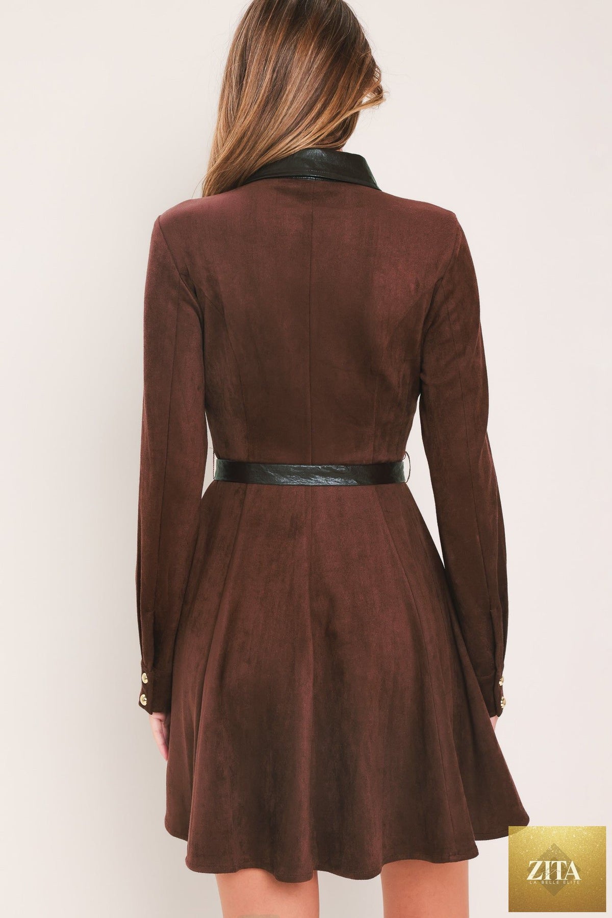 FALLING FOR YOU BURGUNDY FAUX SUEDE TIE-WAIST MINI DRESS
