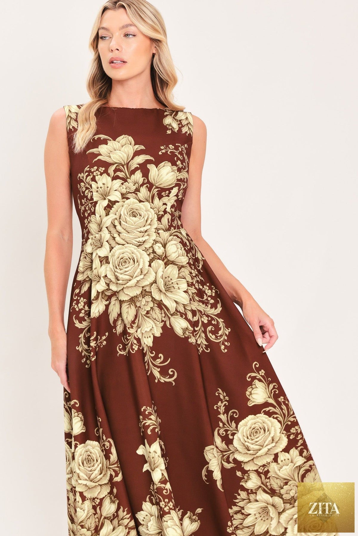 ANTIQUE PETAL REGALIA WOVEN MIDI DRESS
