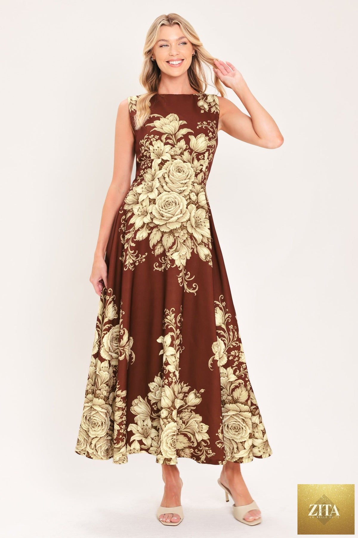 ANTIQUE PETAL REGALIA WOVEN MIDI DRESS