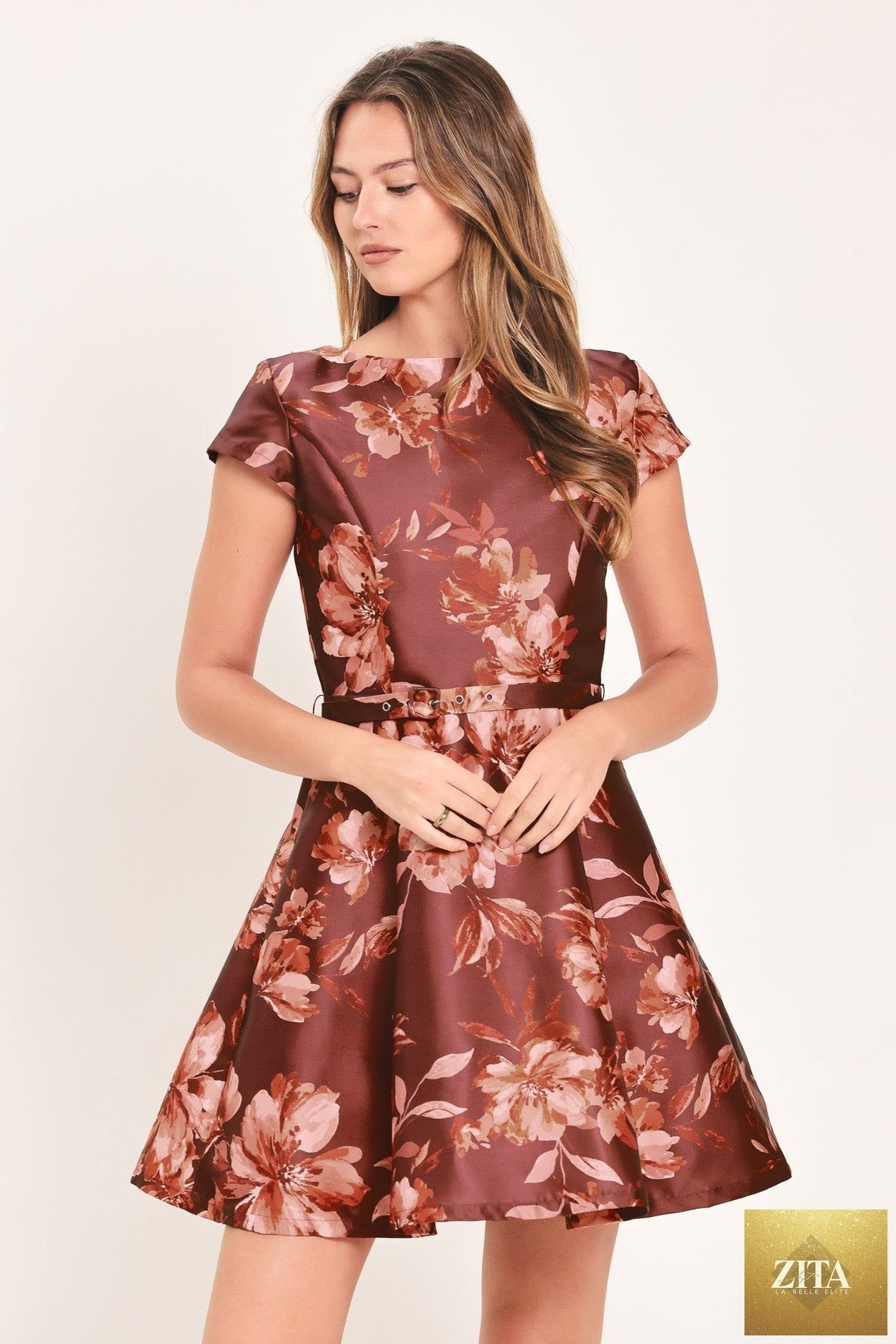 MAHOGANY FLORAL KISS WOVEN MINI DRESS