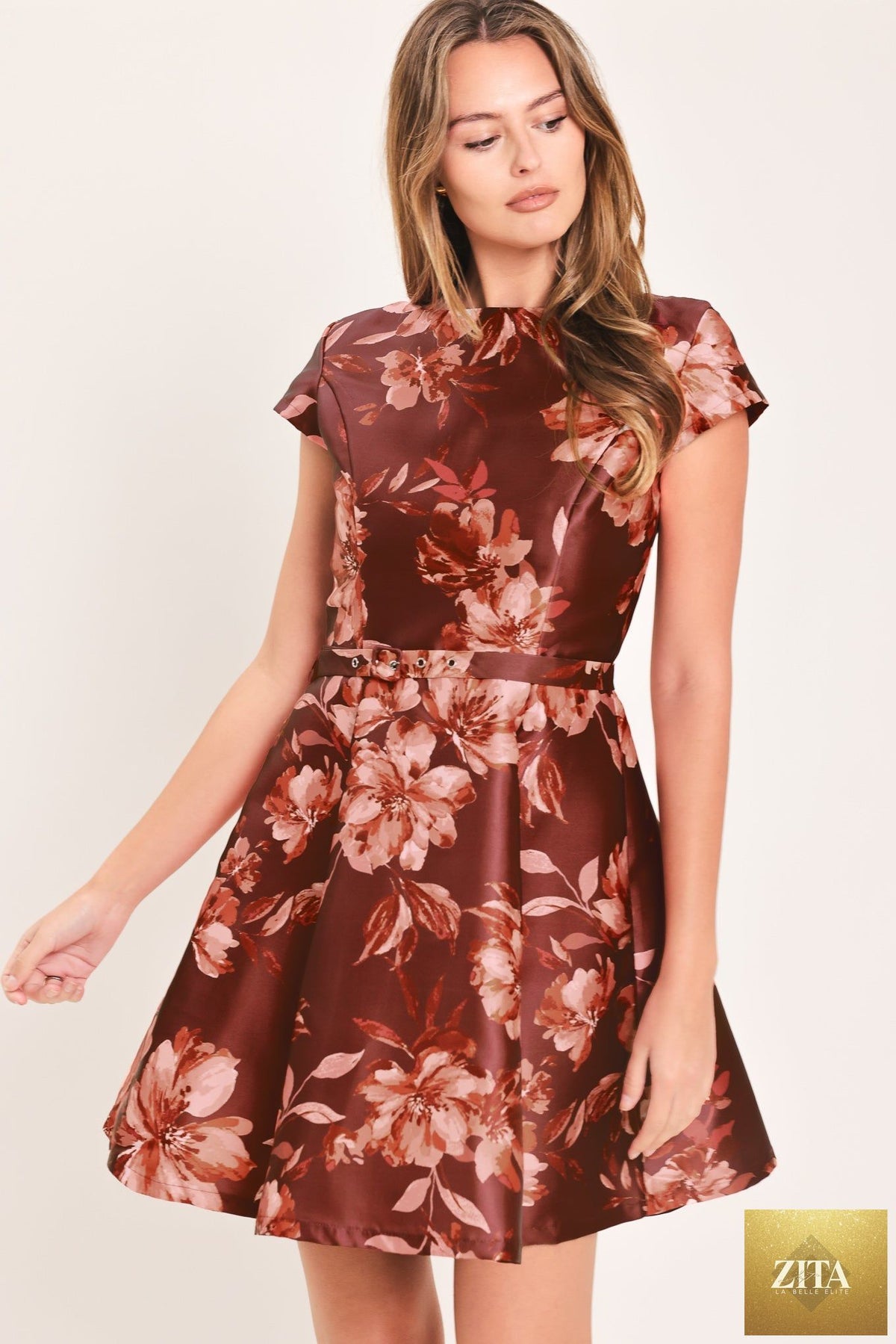 MAHOGANY FLORAL KISS WOVEN MINI DRESS