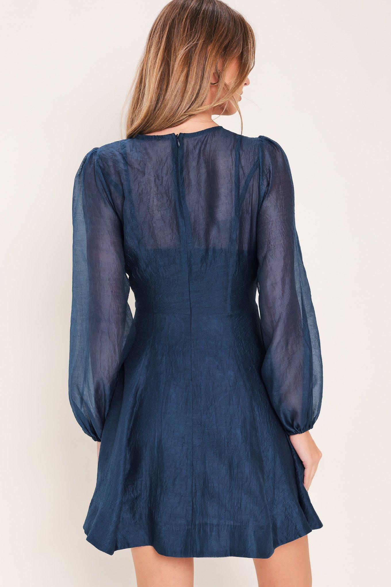 Navy Twilight Charm woven mini dress by Flying Tomato featuring a stylish, lightweight fabric and casual fit.