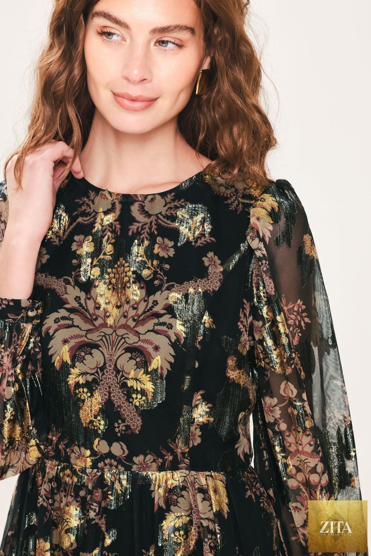 MIDNIGHT FLIRT BLACK PRINTED RUFFLE-HEM MINI DRESS