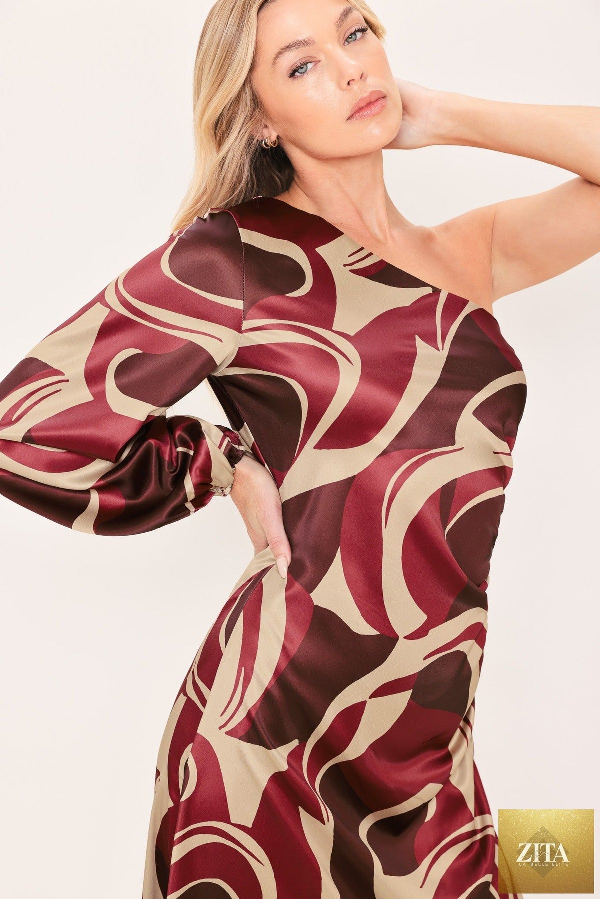 CABERNET SCULPTED WAVE WOVEN MAXI DRESS