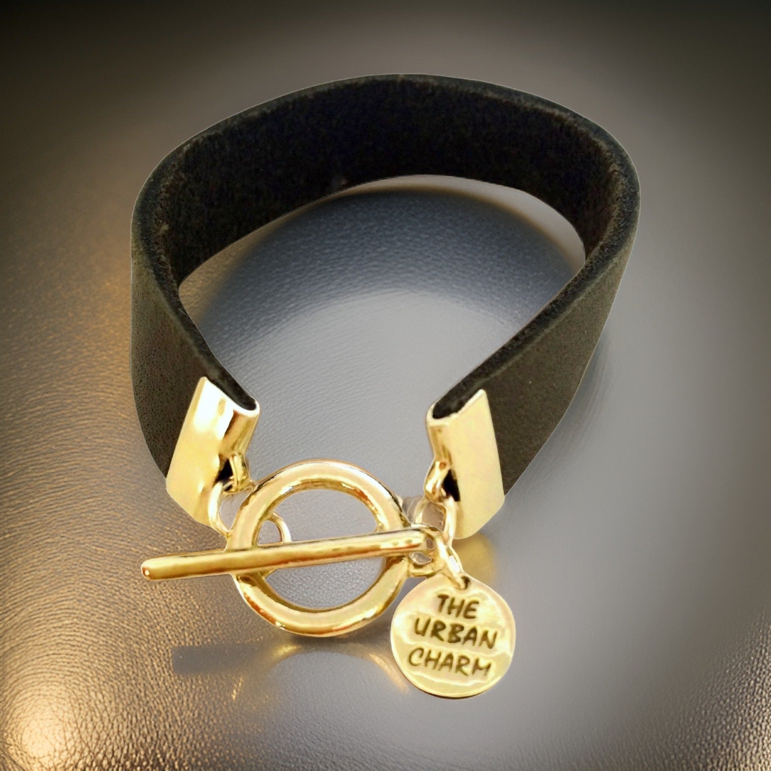 Distressed Olive Leather Color Band Bracelet by The Urban Charm Pear Demeter