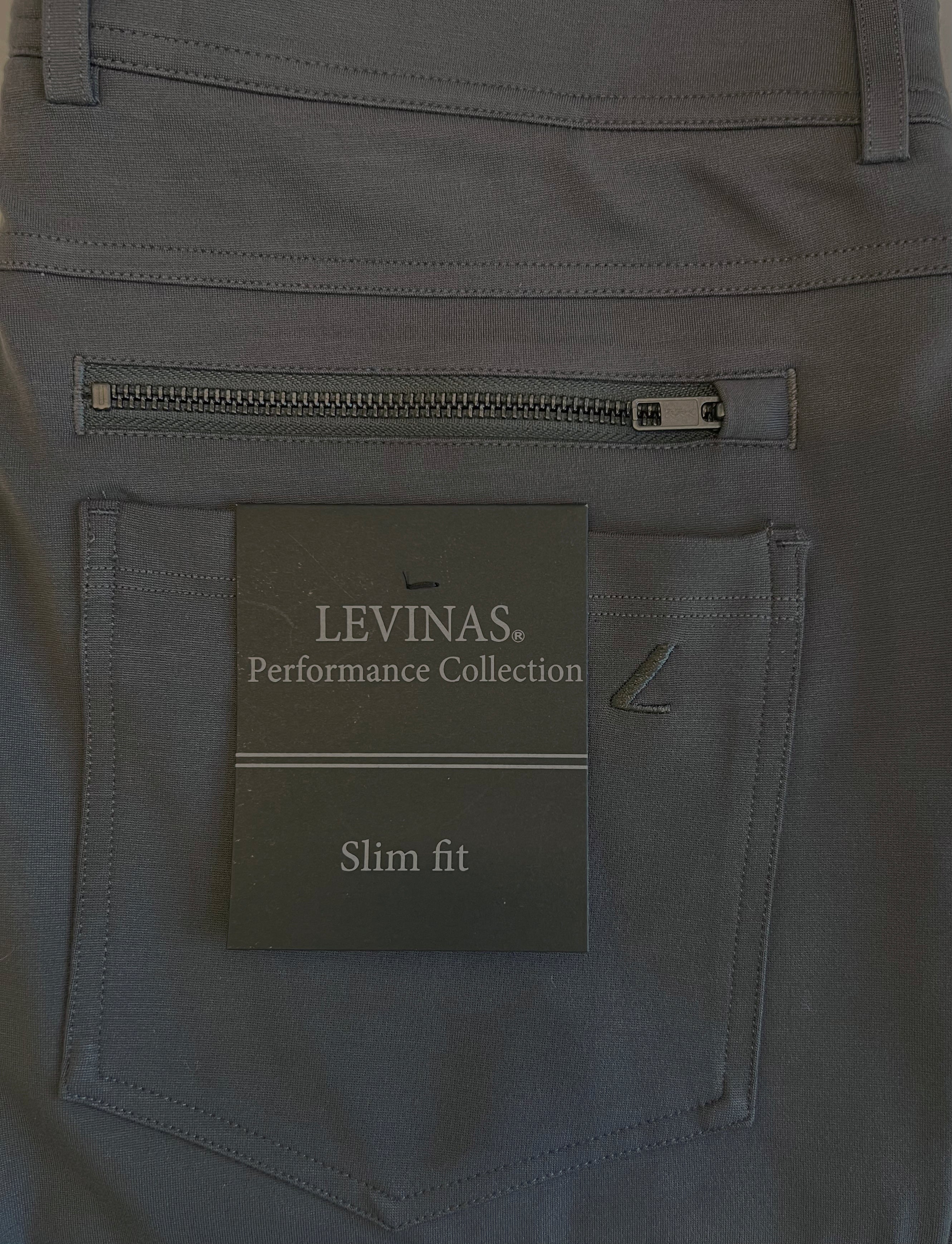 Dark charcoal Super Stretch men's chinos by LEVINAS® Official, showcasing a casual fit with a modern, comfortable design.