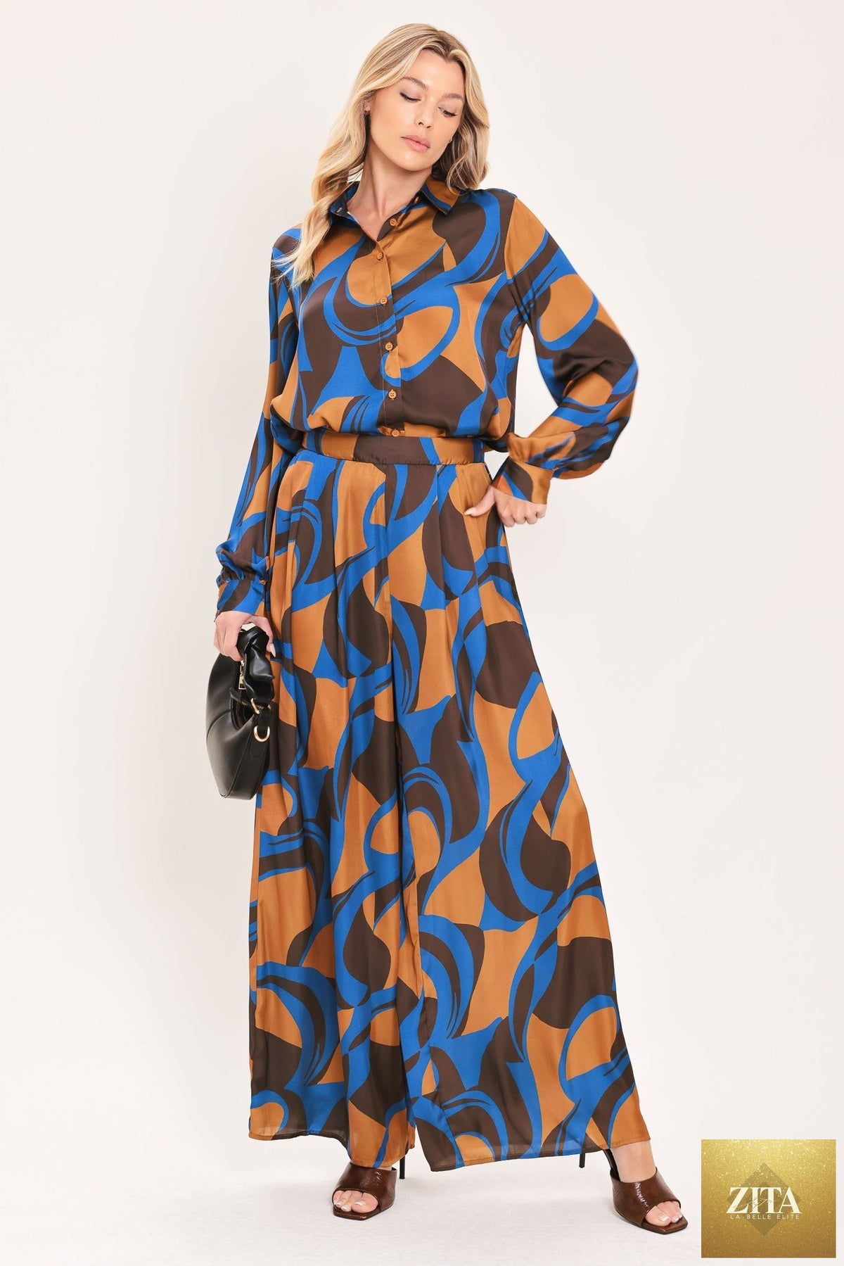 SIENNA WAVE STATEMENT WOVEN WIDE LEG PANTS