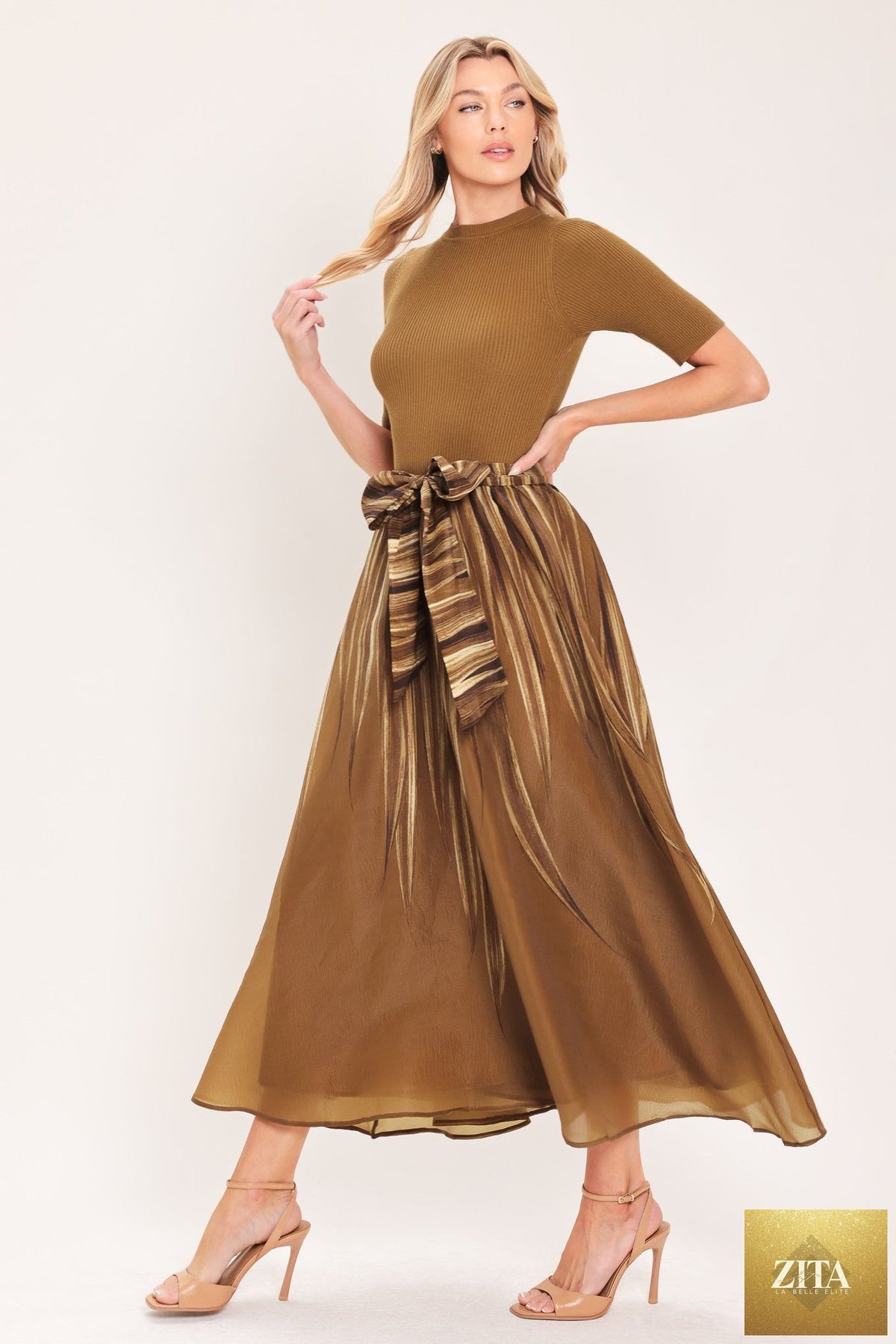 GOLDEN QUILL ROMANCE MIDI DRESS