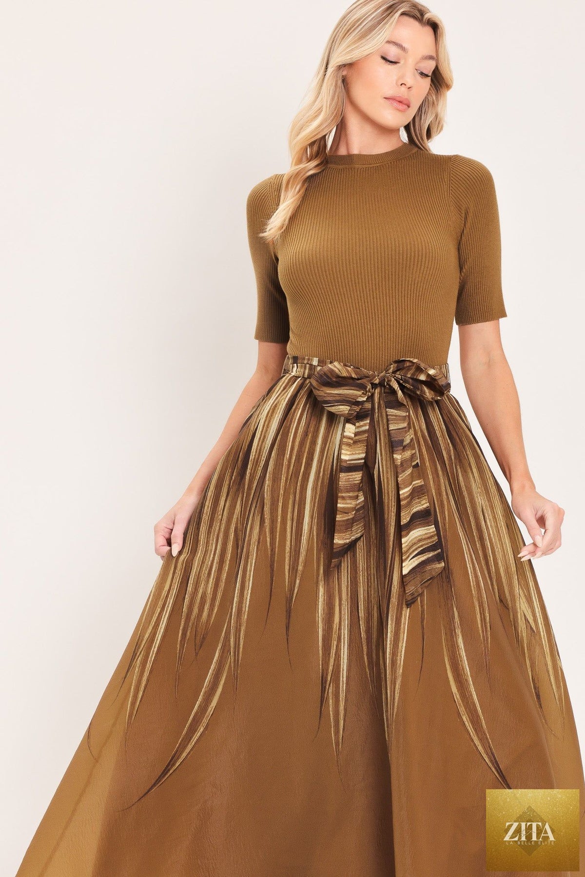 GOLDEN QUILL ROMANCE MIDI DRESS