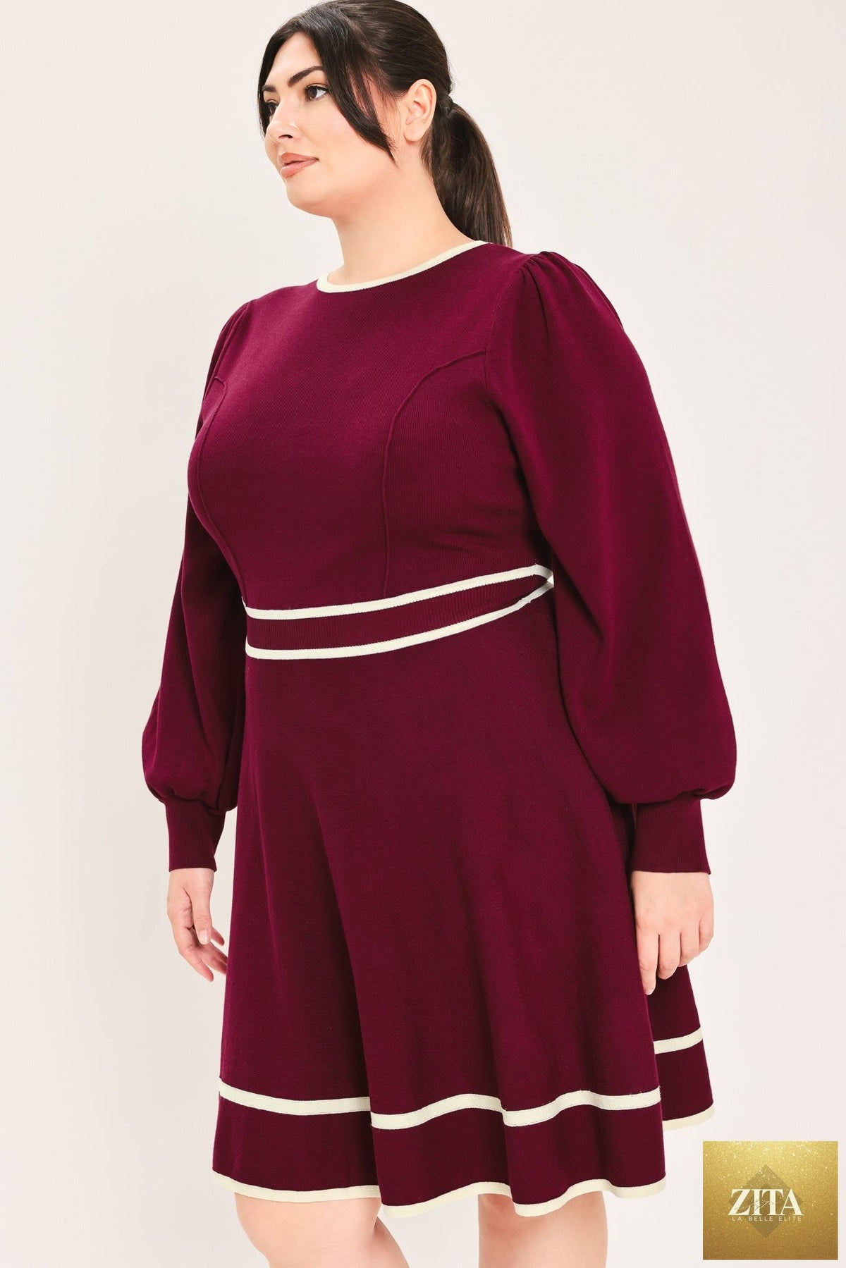 MERLOT IVORY MOMENT SWEATER MINI DRESS