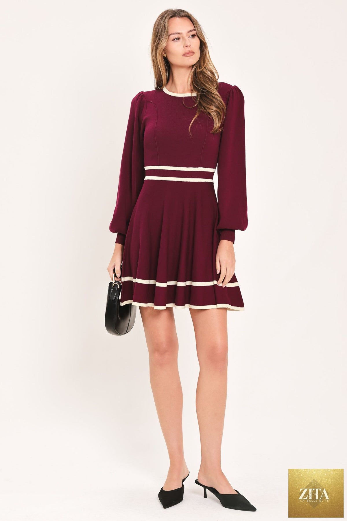 MERLOT IVORY MOMENT SWEATER MINI DRESS