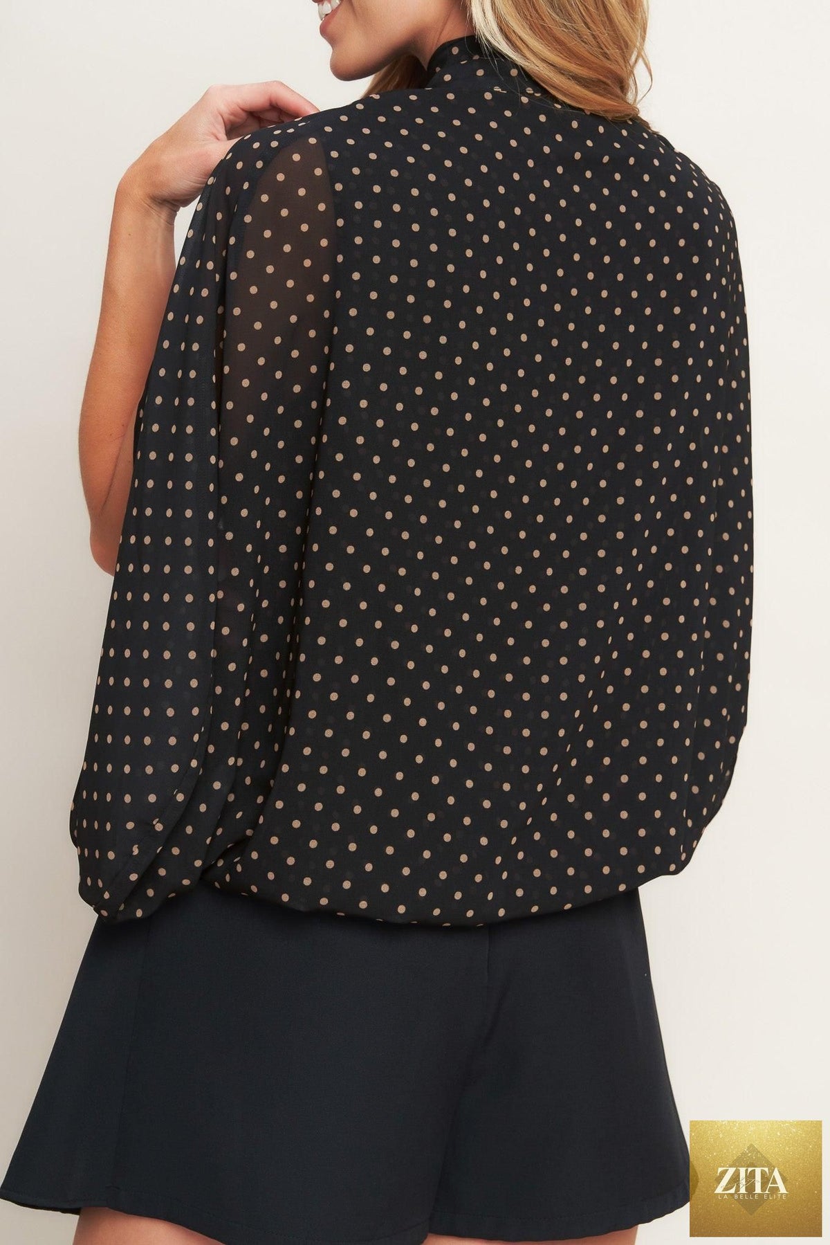 MIDNIGHT DOT CHIC WOVEN TOP