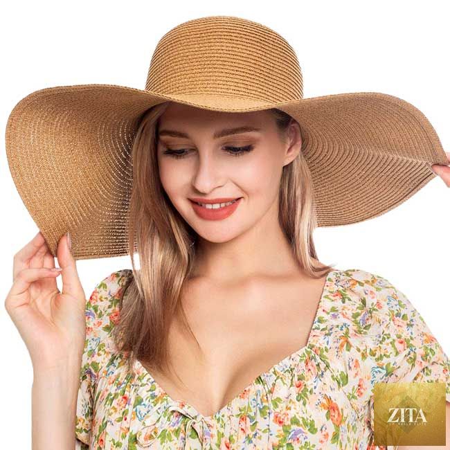Women's Solid Floppy Straw Sun Hat