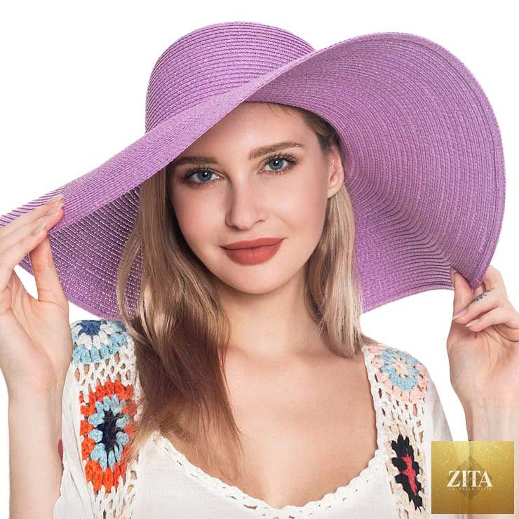 Women's Solid Floppy Straw Sun Hat
