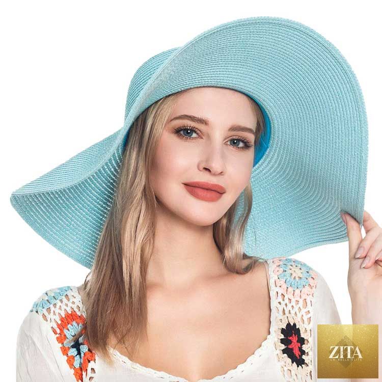Women's Solid Floppy Straw Sun Hat