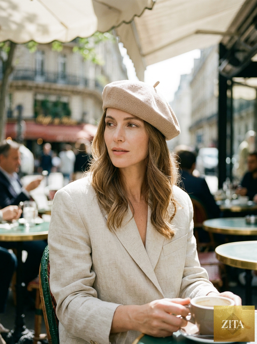 Linen Knit Beret Hat for Women Lightweight Breathable Summer Artist Cap