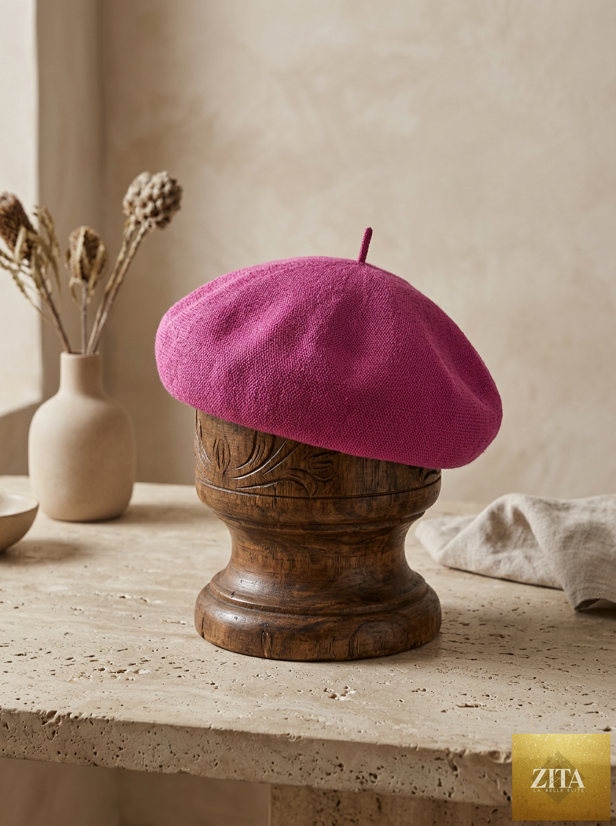 Linen Knit Beret Hat for Women Lightweight Breathable Summer Artist Cap