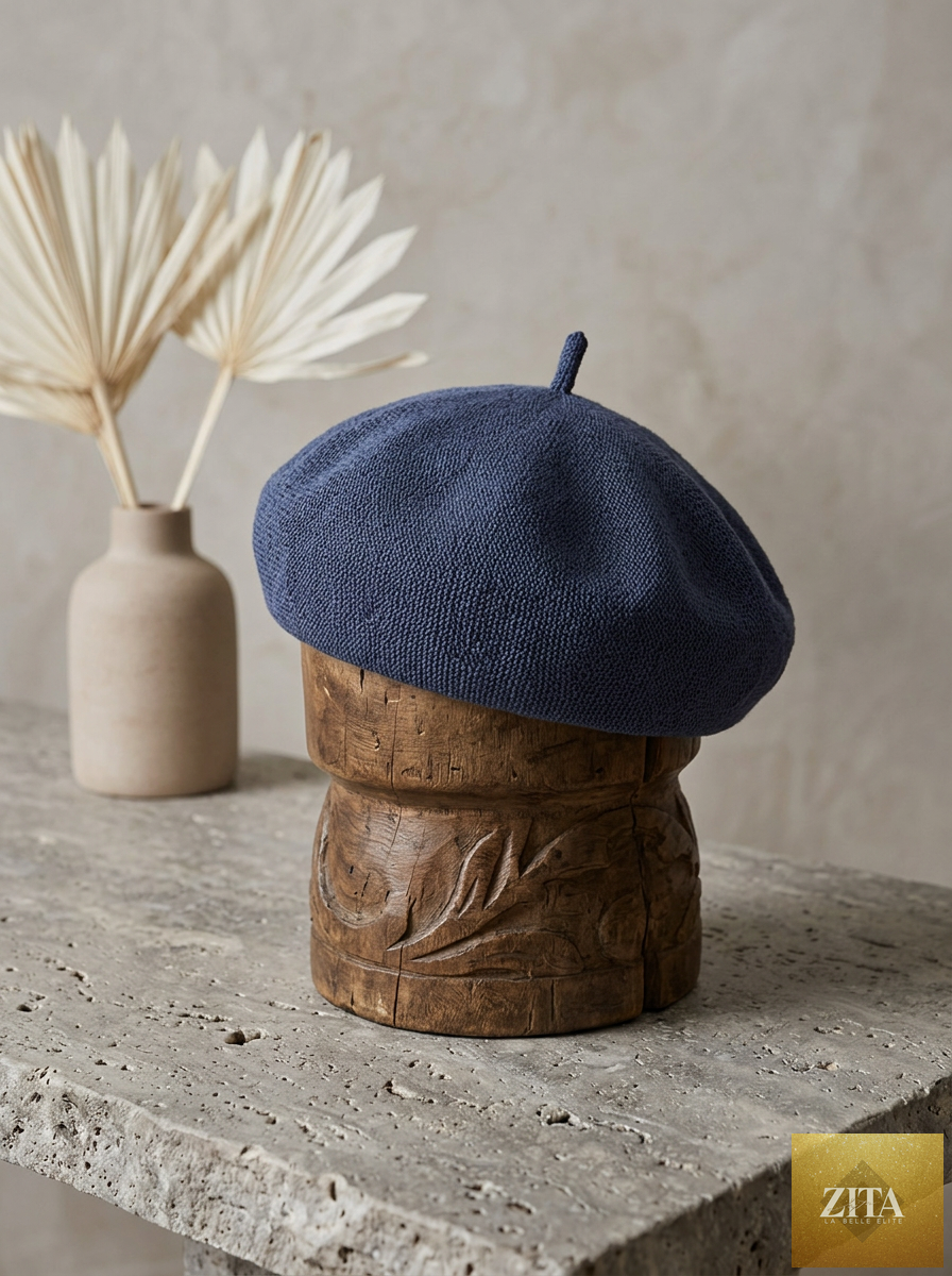 Linen Knit Beret Hat for Women Lightweight Breathable Summer Artist Cap