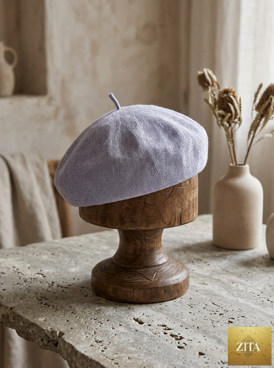 Linen Knit Beret Hat for Women Lightweight Breathable Summer Artist Cap