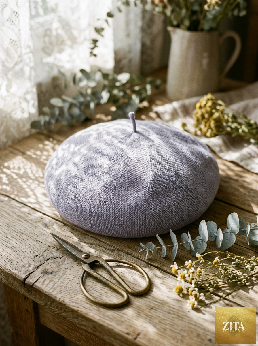 Linen Knit Beret Hat for Women Lightweight Breathable Summer Artist Cap