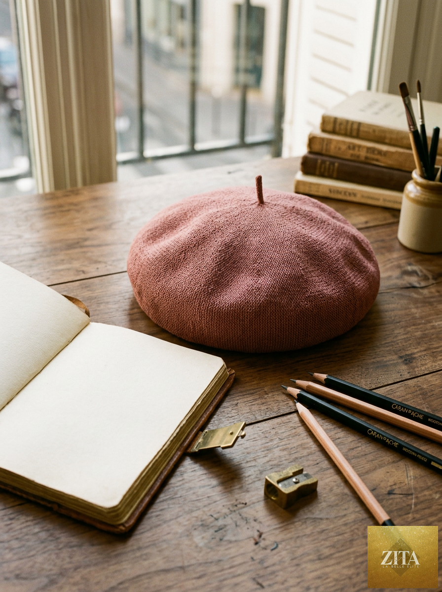 Linen Knit Beret Hat for Women Lightweight Breathable Summer Artist Cap