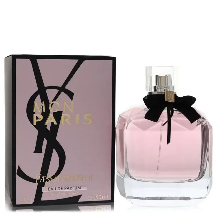 Yves Saint Laurent Mon Paris perfume for women, elegant glass bottle with floral and fruity scent, by Gamer Scents.
