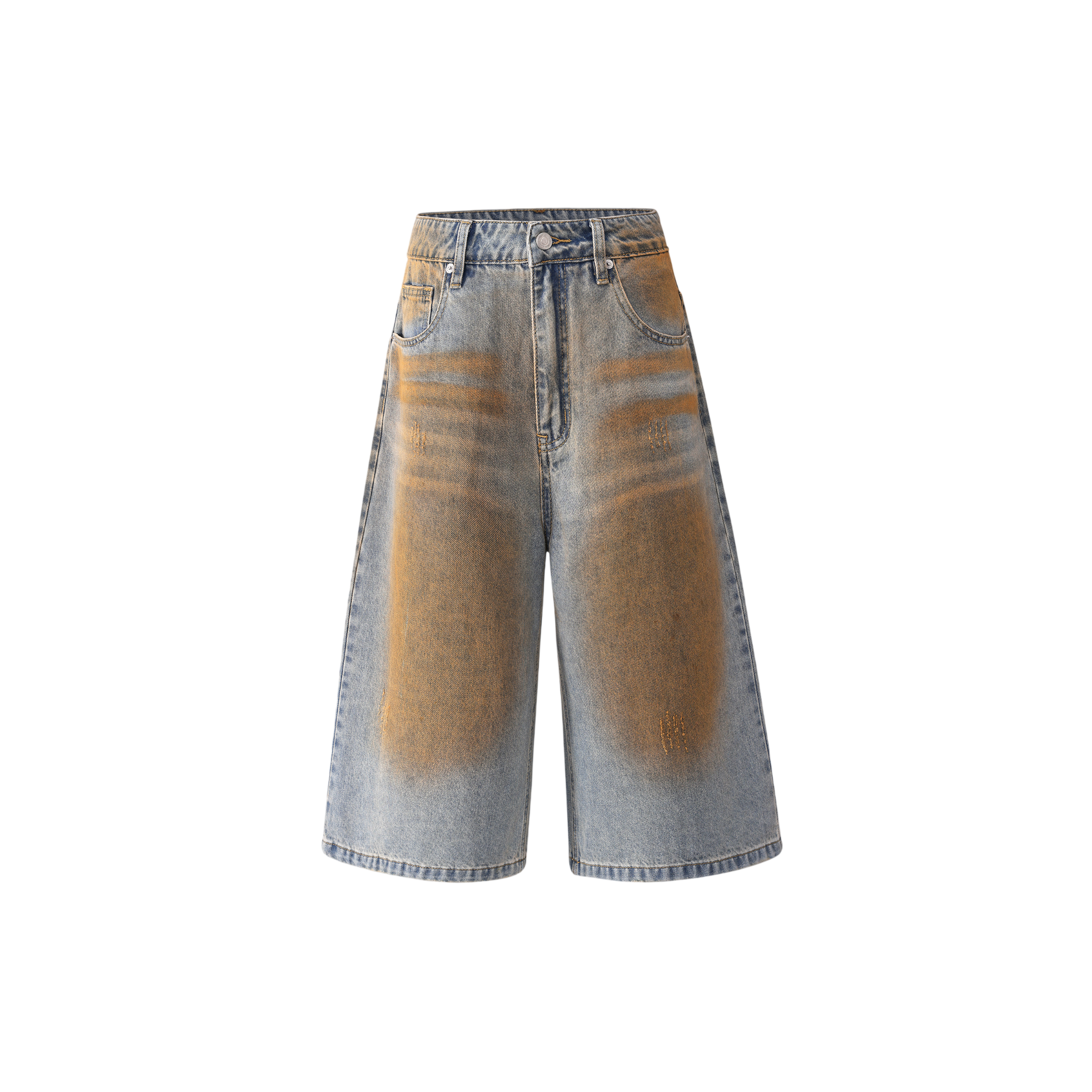 Undeveloped Mud Washed Denim Shorts featuring a classic cut, worn-in wash, and distressed details on soft denim fabric.