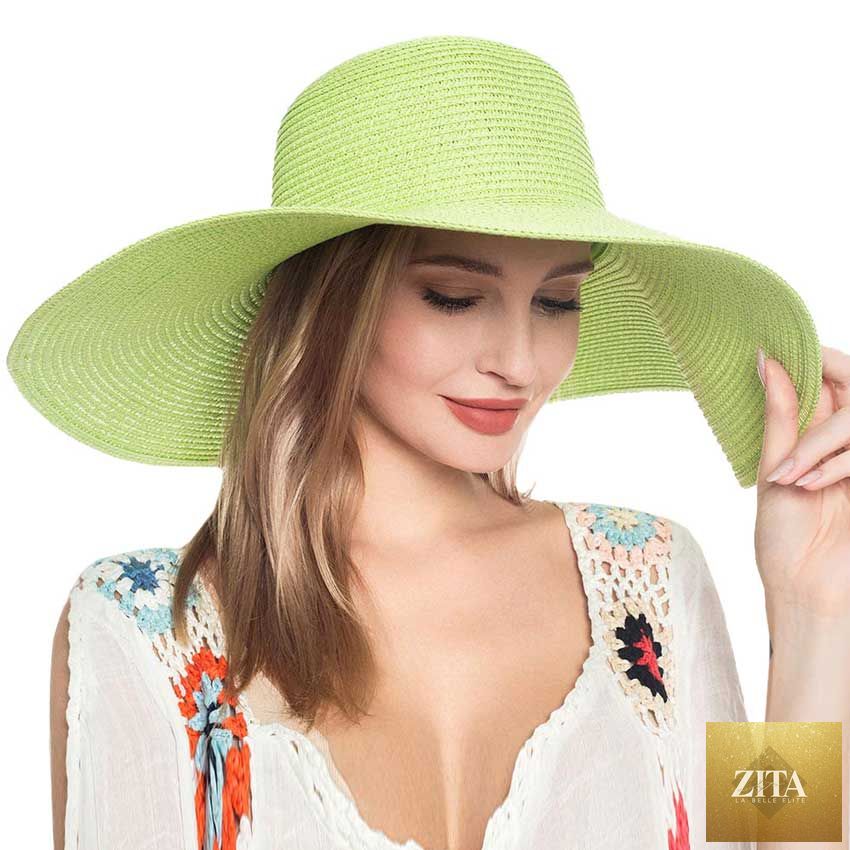 Women's Solid Floppy Straw Sun Hat