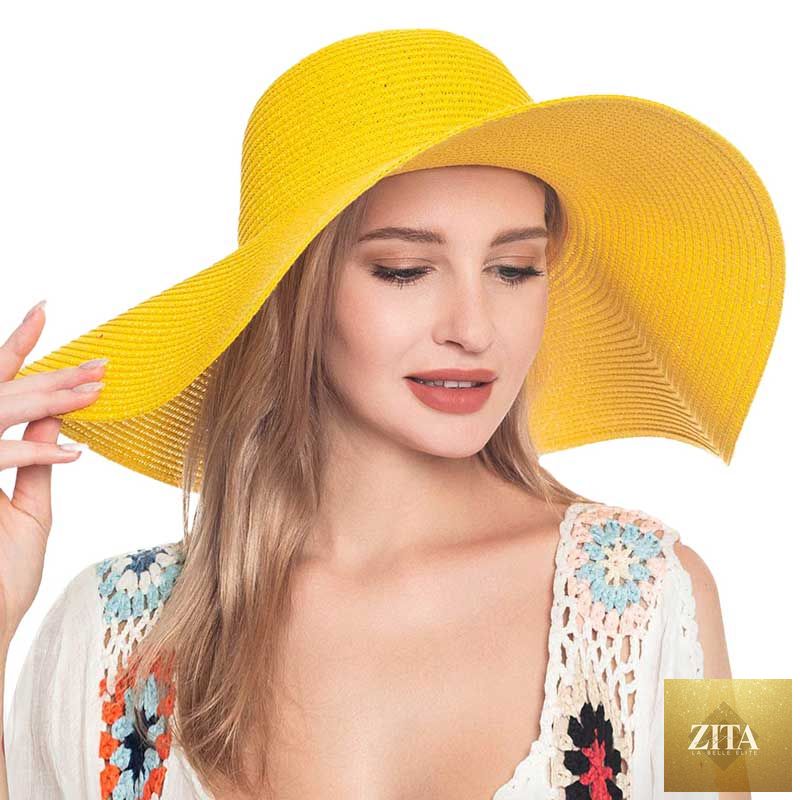 Women's Solid Floppy Straw Sun Hat