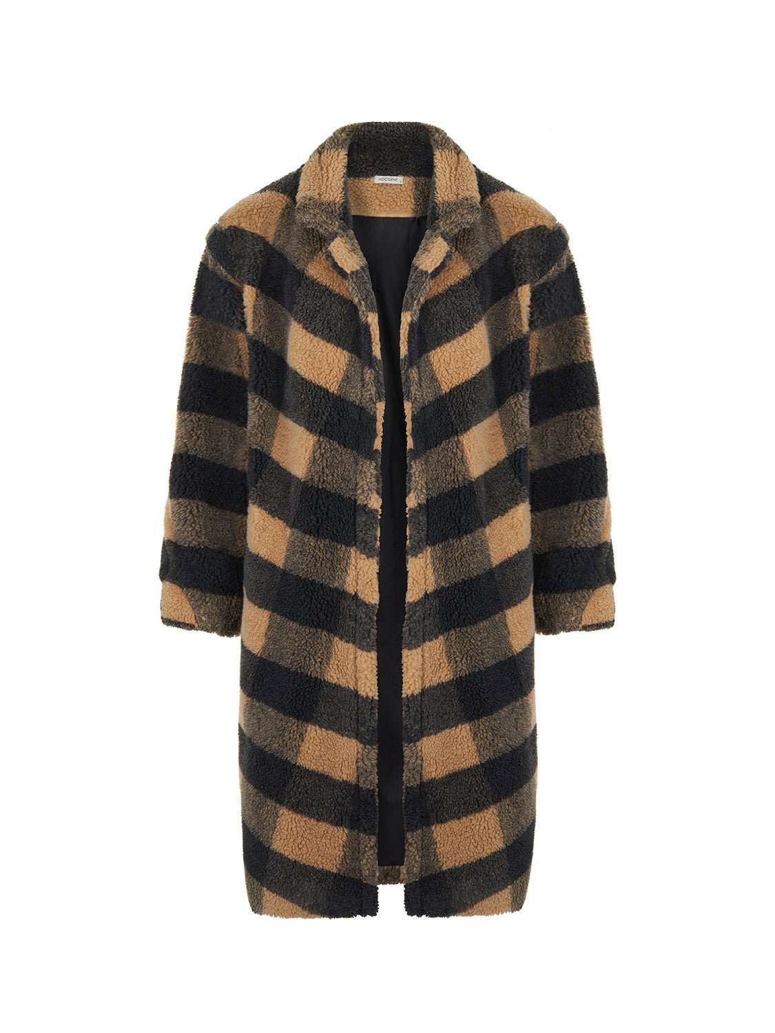 Double Breasted Plaid Faux Fur Coat Bronze Aphrodite