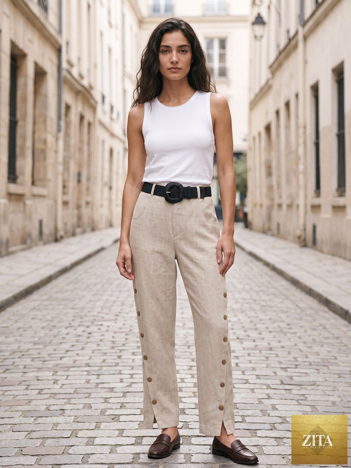 Natural Woven Straw Belt With Square Buckle