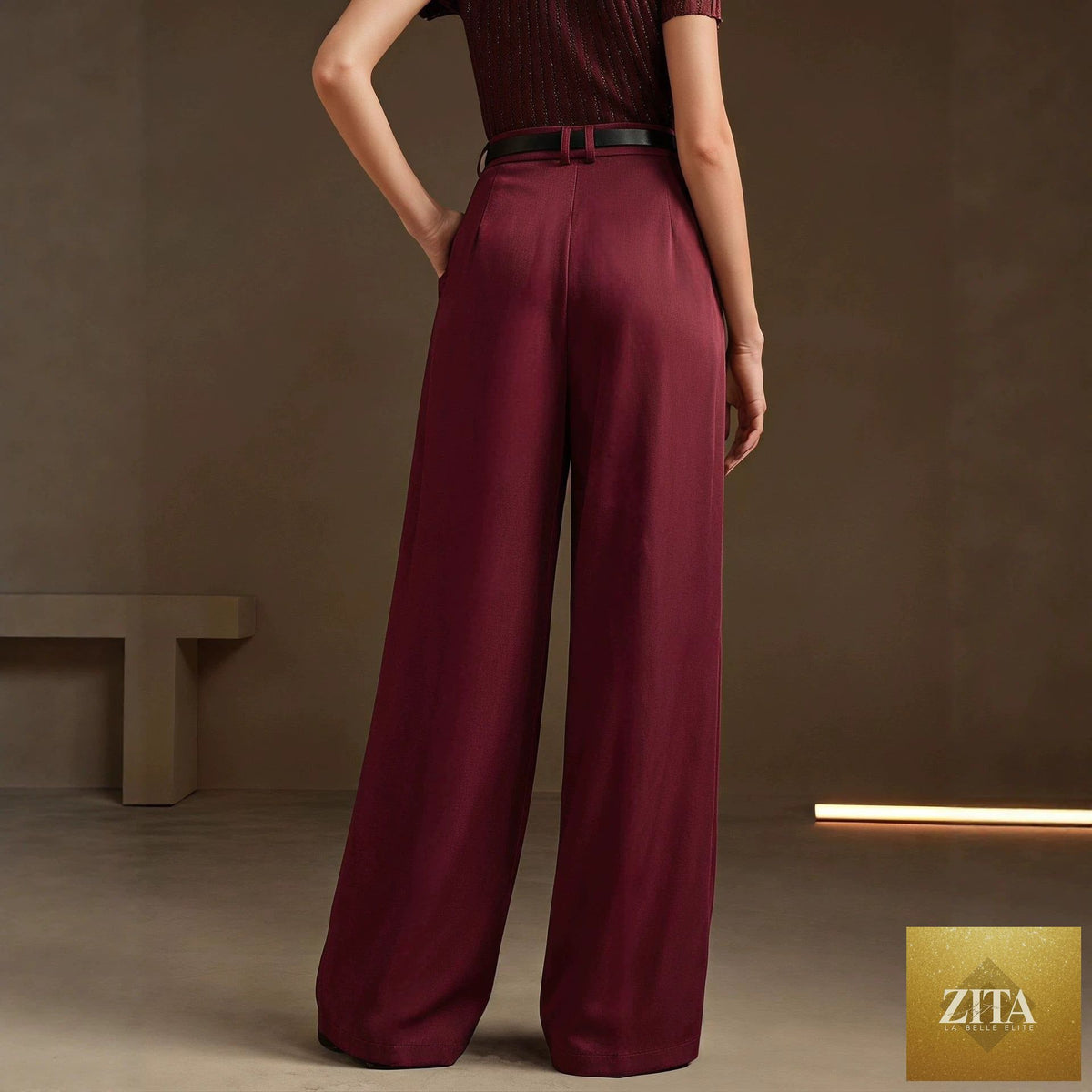 Bella Mia women's high waist casual wide-leg pants with a straight, slimming fit and relaxed style for summer office wear.