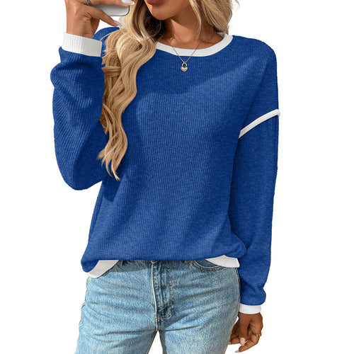 Autumn Winter Women Clothing round Neck Imitation Sweater Long Sleeve Crimson Medea