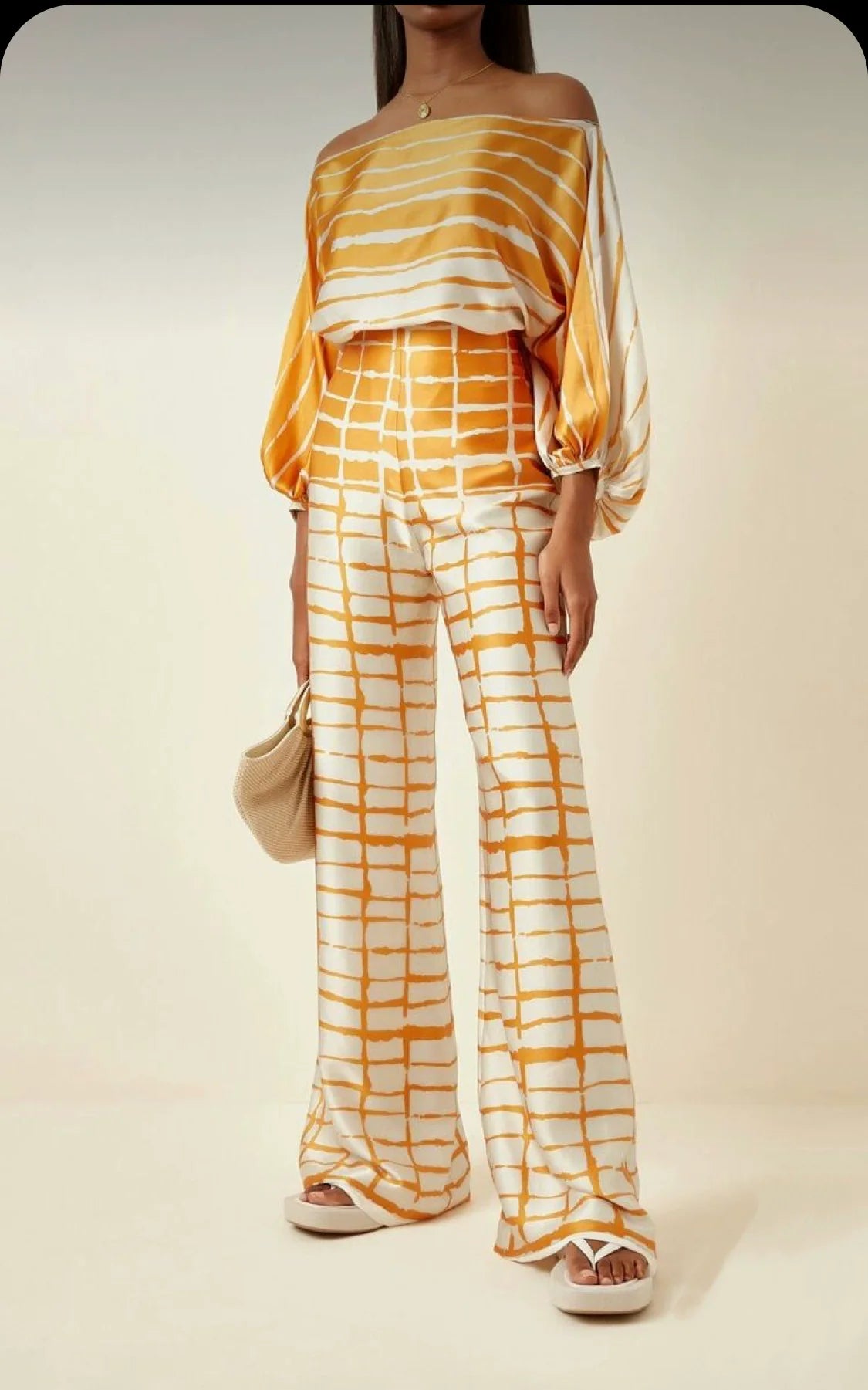 Women's Loose and Irregular off-Neck Wide Leg Pants