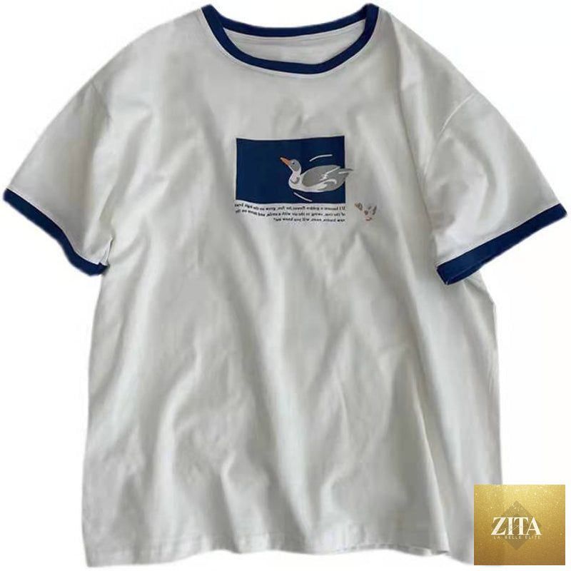 Women's oversized short-sleeved summer T-shirt by nowadaysfashion, loose fit, chic Harajuku style, casual half-sleeve top.