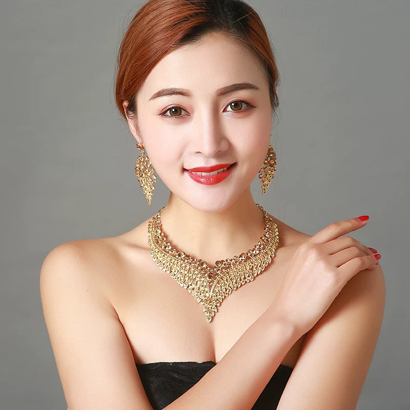 Women's Geometric European and American-Style Luxury Gemstone Necklace Dress