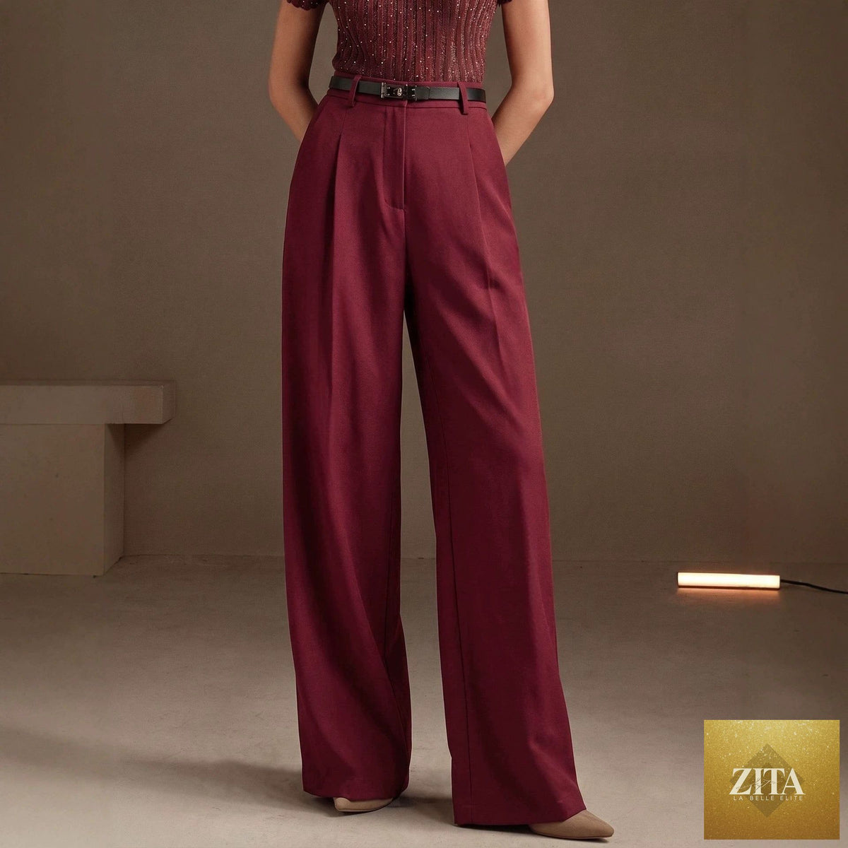 Bella Mia women's high waist wide-leg casual work pants with a relaxed fit and slimming design, perfect for summer office wear.