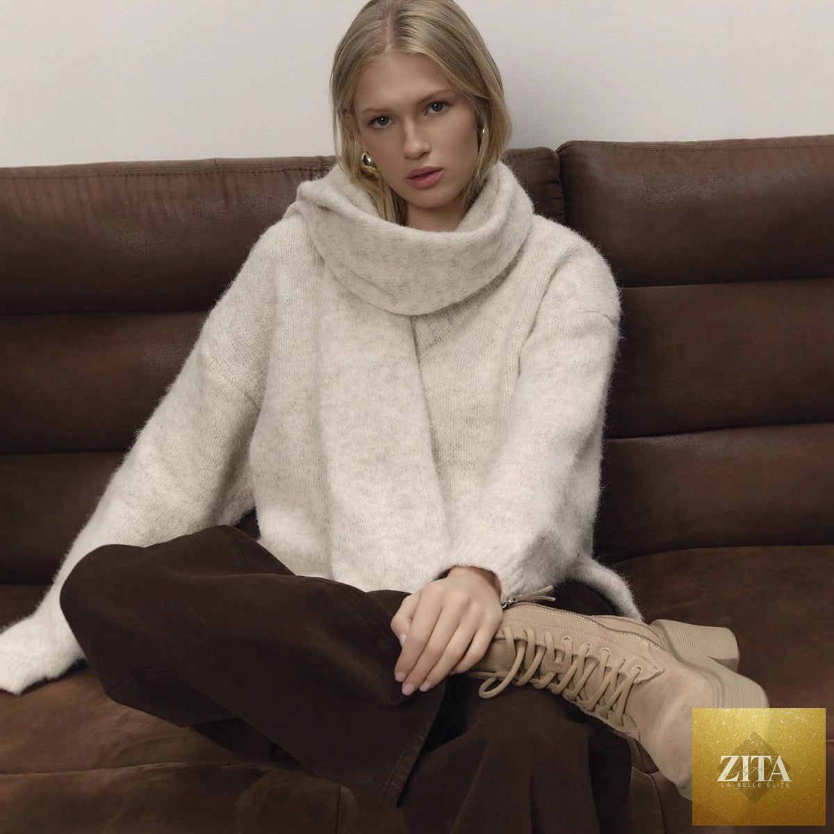 Loose Lazy Soft Wool Sweater Women Autumn Winter Pullover Loose Sweater Scarf Set