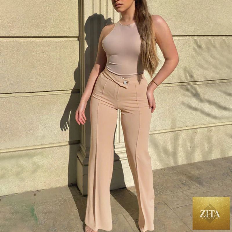 Women’s casual wide-leg bootcut pants by Wanita Store, stylish autumn office pants with a comfortable, all-matching design.