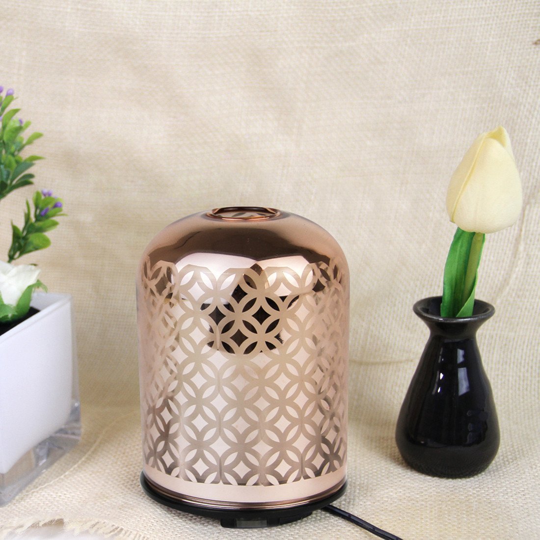 Luxury glass essential oil diffuser with rose gold color Tan Cress