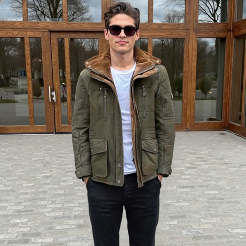 Mens Hooded Winter Parka Coat with Inner Fleece Yellow Pandora