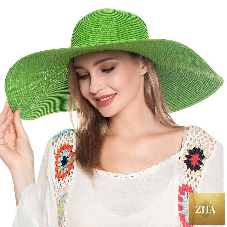 Women's Solid Floppy Straw Sun Hat