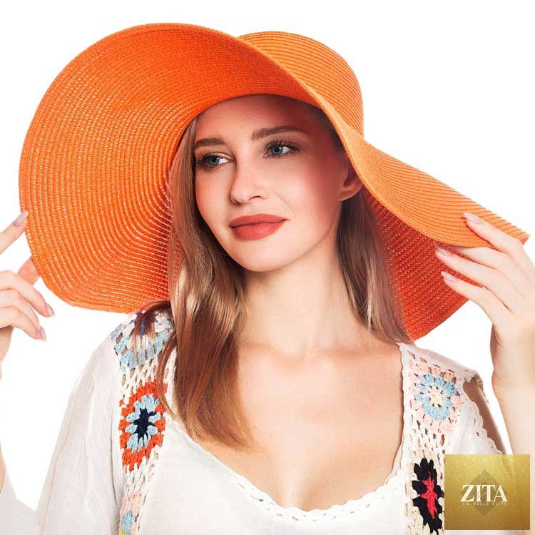 Women's Solid Floppy Straw Sun Hat