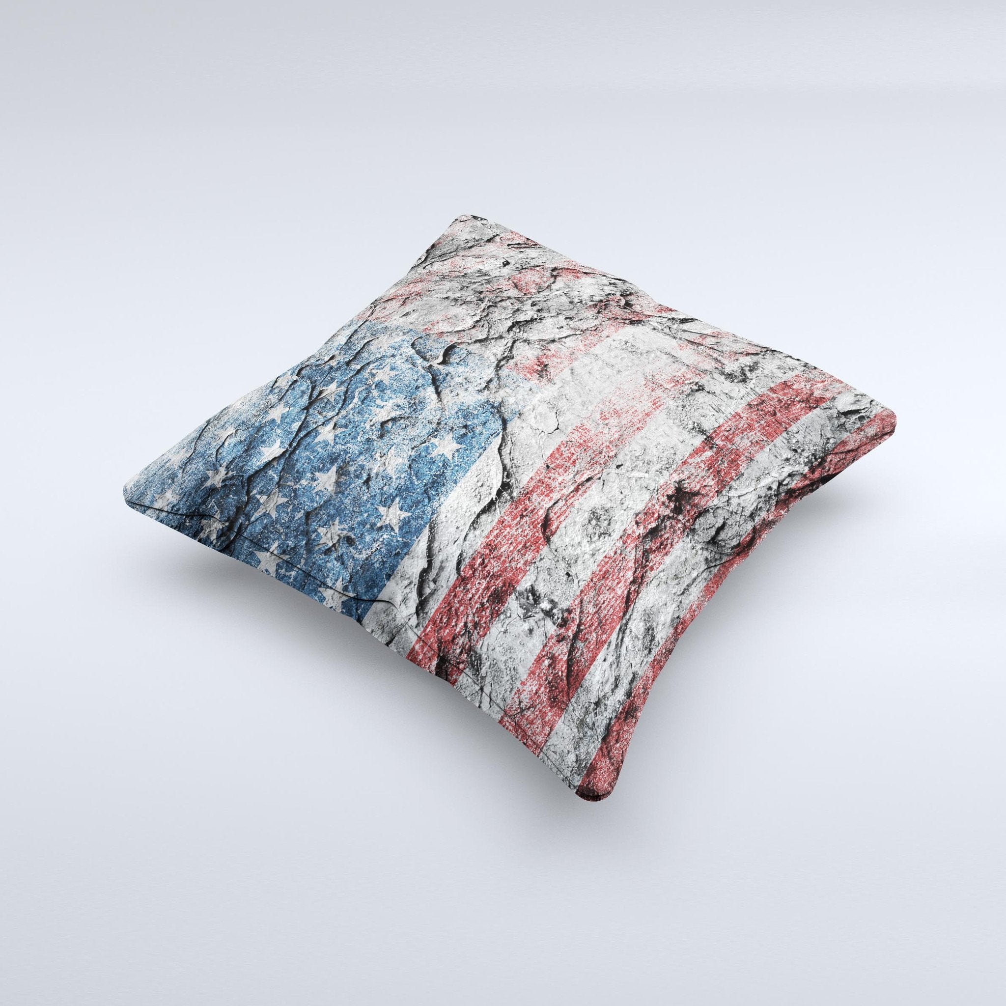 Aged and Wrinkled American Flag  Ink-Fuzed Decorative Throw Pillow