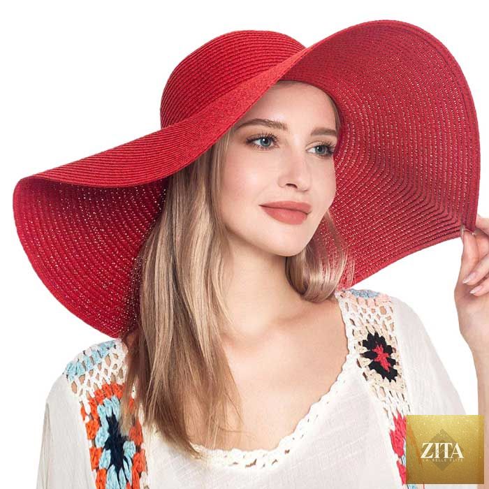 Women's Solid Floppy Straw Sun Hat