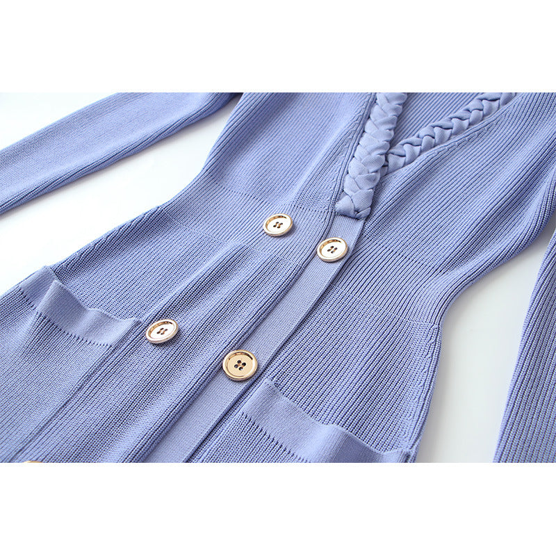 Retro knitted Hepburn dress for women by BYMANYC New York, featuring classic style and vibrant green color.