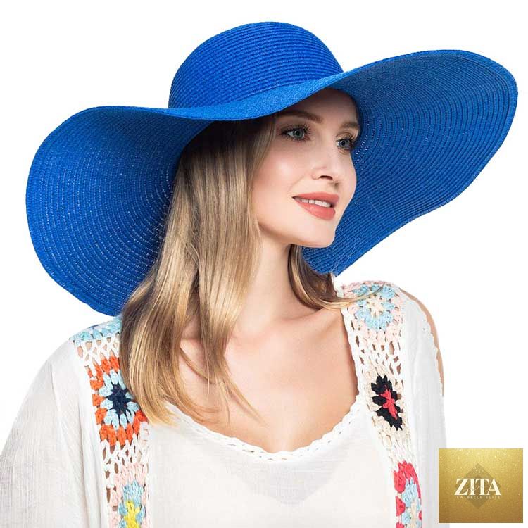Women's Solid Floppy Straw Sun Hat