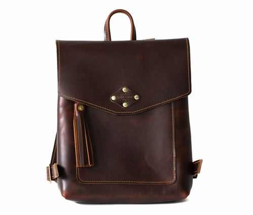 Leather Rucksack Olive Iolaus
