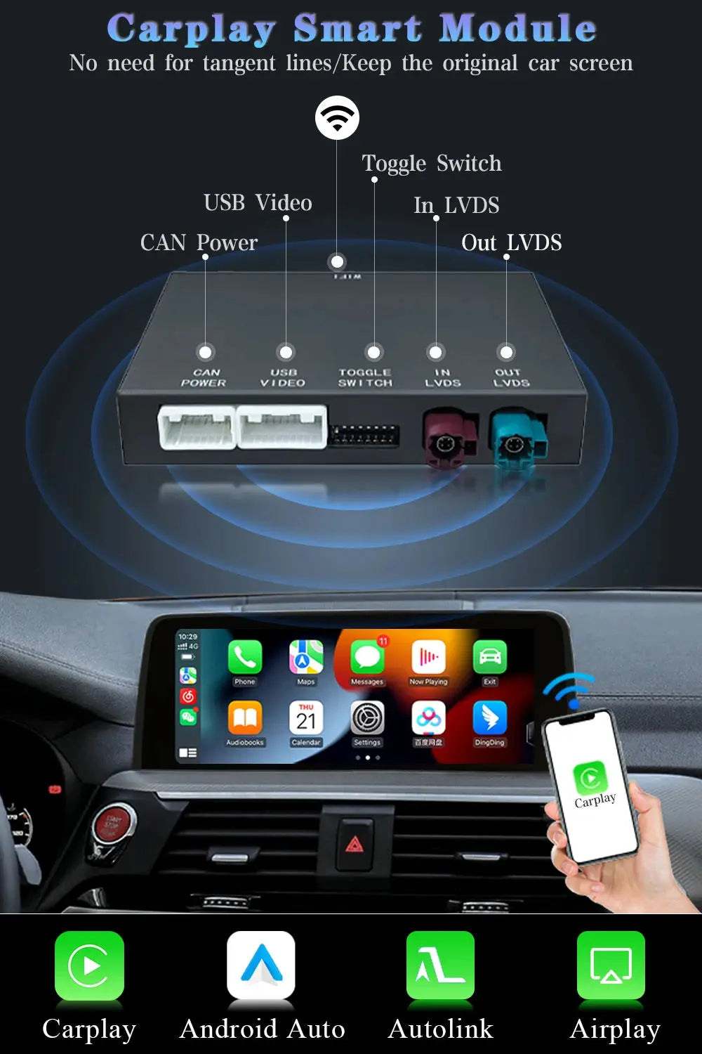 Wireless Apple CarPlay & Android Auto Mirror Link Functions Decoder For BMW NBT System 1 2 3 4 5 6 7 Series X1 X3 X4 X5 X6 MINI ZITA LA BELLE ÉLITE