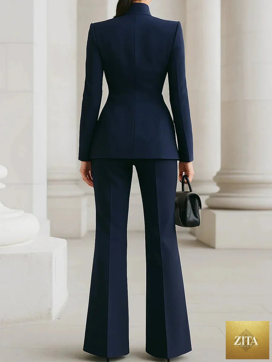 White women suit set with blazer and pants, slim fit, suitable for office, business, or casual wear, by Nurse Nook Clothes L.LC.